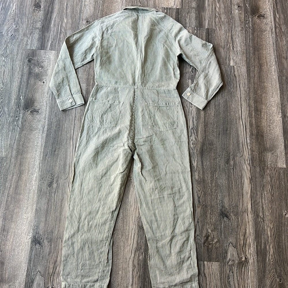 Outerknown Jumpsuit Green Striped Cotton Linen Station Jumpsuit Size Small - Picture 12 of 16